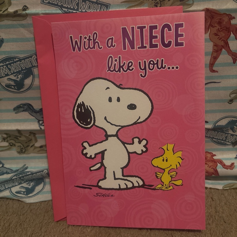 Peanuts Pink Snoopy & Woodstock Birthday Niece Card